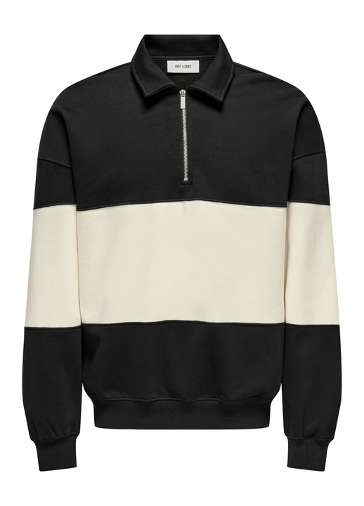 Férfi pulóver, Only & Sons, pamut, fekete/bézs, L INTL