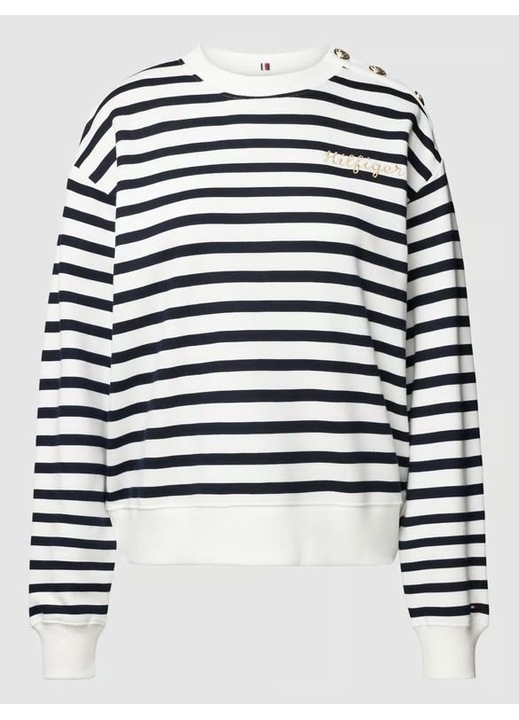 Bluza dama Tommy Hilfiger WW0WW41235 , bumbac/poliester, alb/negru