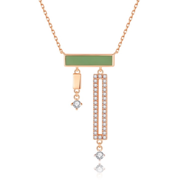 Colier minimalistic cu incrustari de zirconi din cupru