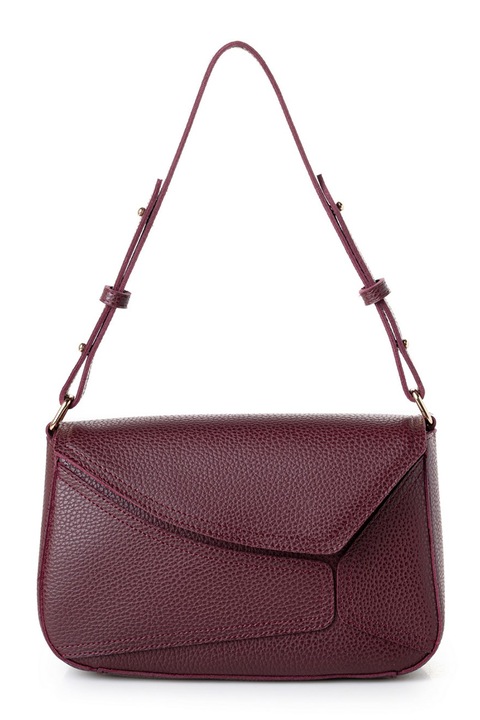 Lucky Bees, Geanta din piele ecologica cu bareta de umar si aspect texturat, Visiniu