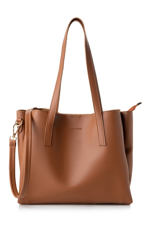 Lucky Bees, Ръчна чанта от еко кожа, Коняк кафяв