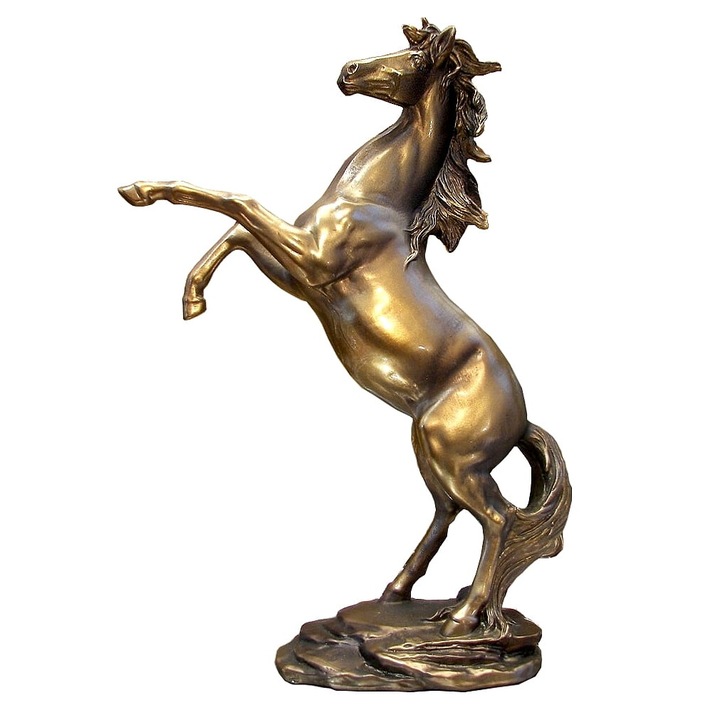 Figurina cal din polirasina culoare alama 30 cm