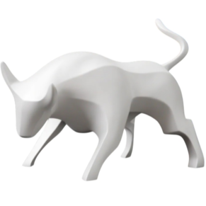 Statueta minimalista taur, Alb, PLA