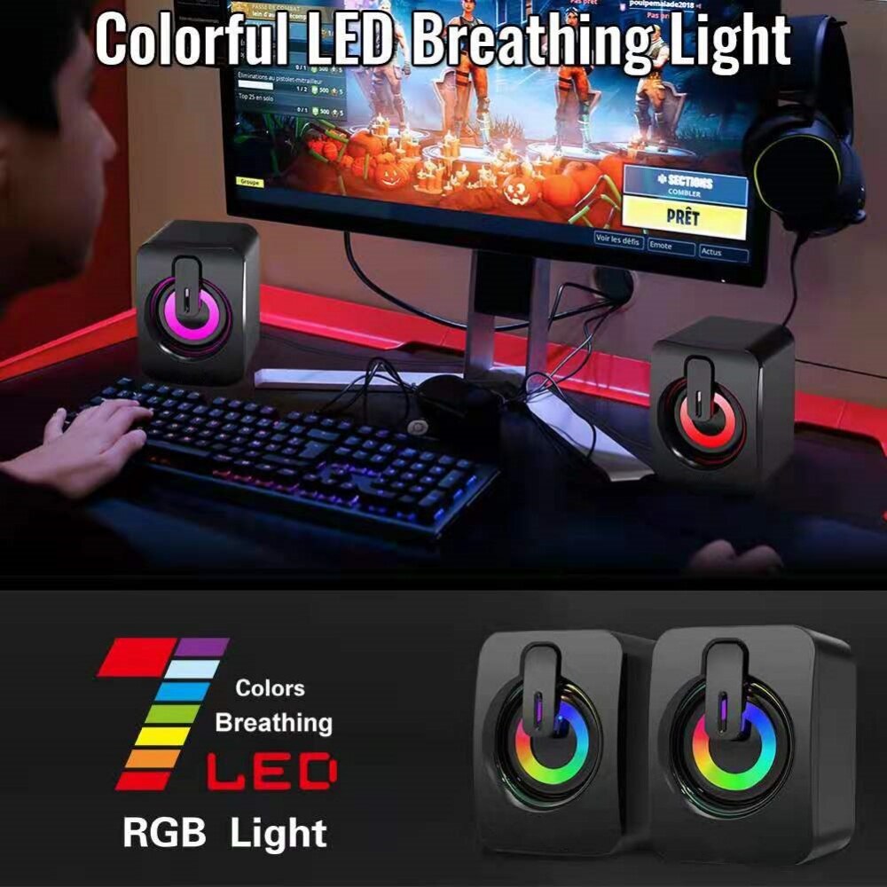 Boxe pentru computer, iluminare RGB in sapte culori, USB, raspuns in ...
