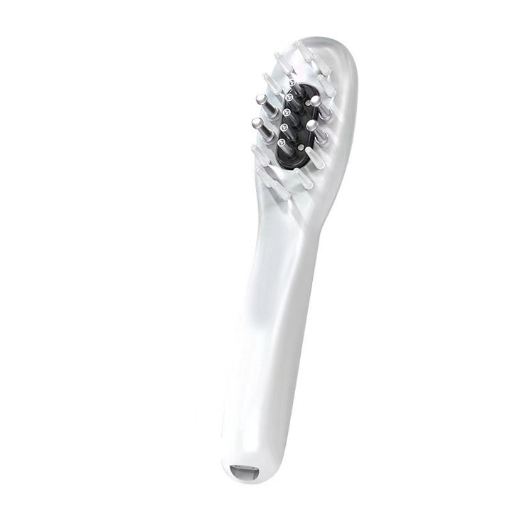 Aparat de masaj electric, 3 in 1, pieptene de masaj cu microcurent cu lumina albastra si rosie, masaj pentru scalp, alb