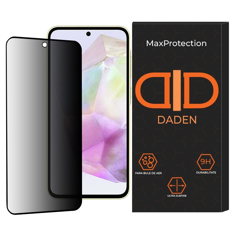 Folie de Sticla Privacy pentru Samsung Galaxy A37 5G Daden MaxProtection, Full Cover, Protectie Profesionala, Ultra Rezistenta, Calitate Premium