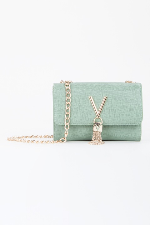 Valentino Bags, Geanta crossbody cu bareta din lant Divina, Verde pal
