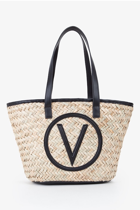 Valentino Bags, Shopper fazonú táska fonott dizájnnal, Fekete, Homokbarna