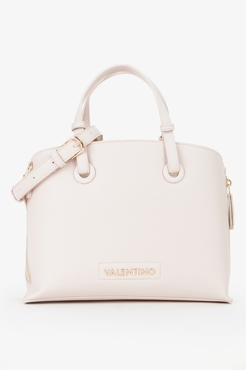 Valentino Bags, Geanta de piele ecologica cu logo Sallie, Alb fildes