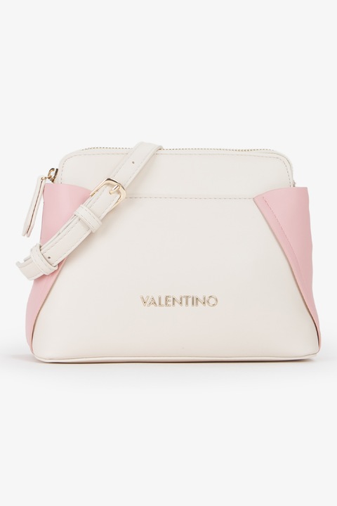Valentino Bags, Keresztpántos műbőr táska logóval, Csontszín, Pasztellrózsaszín