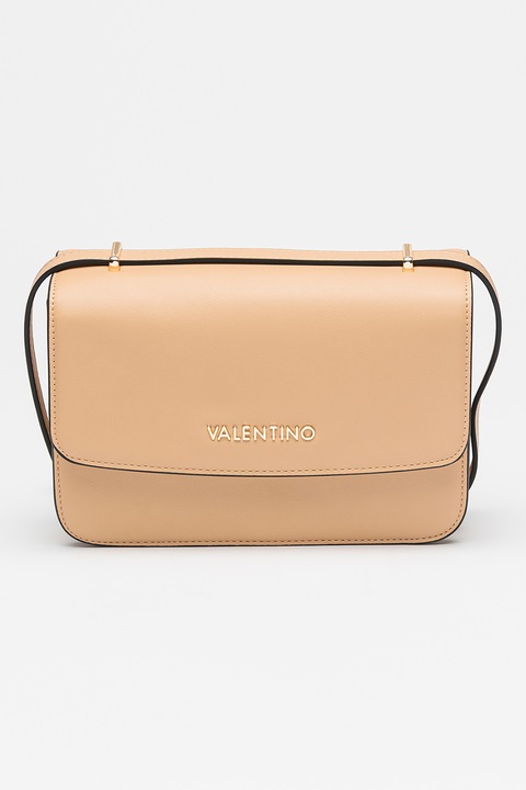 Valentino Bags, Fedőlapos műbőr táska keresztpánttal, Bézs