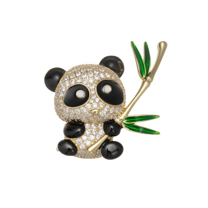 Brosa panda pentru femei, accesorii vestimentare high-end, animale dragute din desene animate