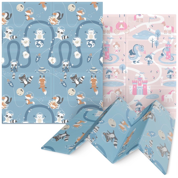 Детски килим с две страни, 4Fizjo, пяна XPE, 150 x 180 см, син