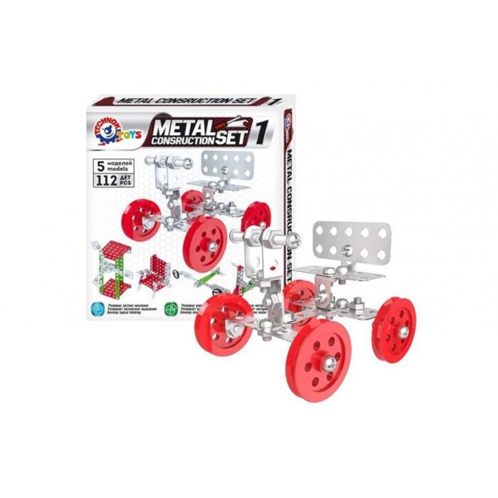 Комплект конструктор TechnoK, 112 елемента, 40х20х21см, Метален