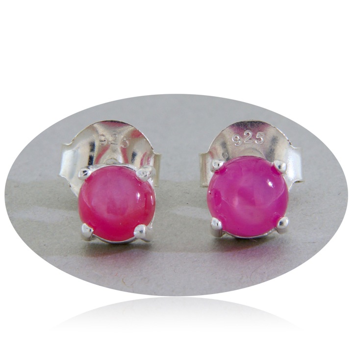 Cercei din argint 925 cu rubin natural (fara tratament), model elegant, pietre naturale