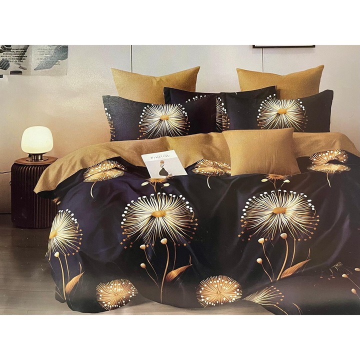 Lenjerie cu Elastic din finet 6 piese, Bleumarin cu Bej Super Elegant Pucioasa