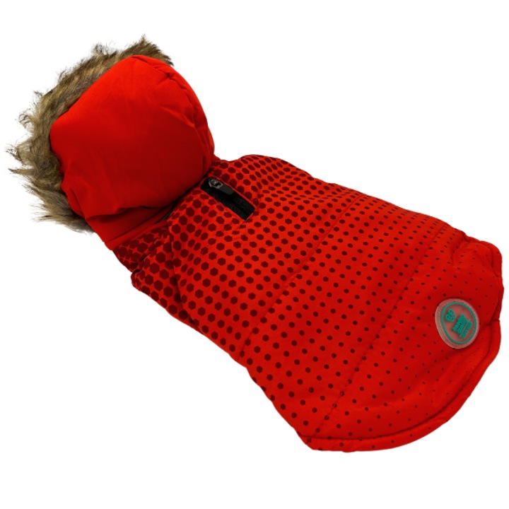 Geaca pentru caini Freedog Abrigo Red Dot, rosie, 15 cm