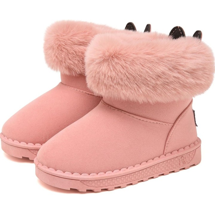 Cizme de iarna captusite, model iepuras, Roz