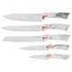 Késkészlet állvánnyal Klausberg KB 7769, 6 darab, Ergonomikus markolat, Rozsdamentes acél, Fehér márvány