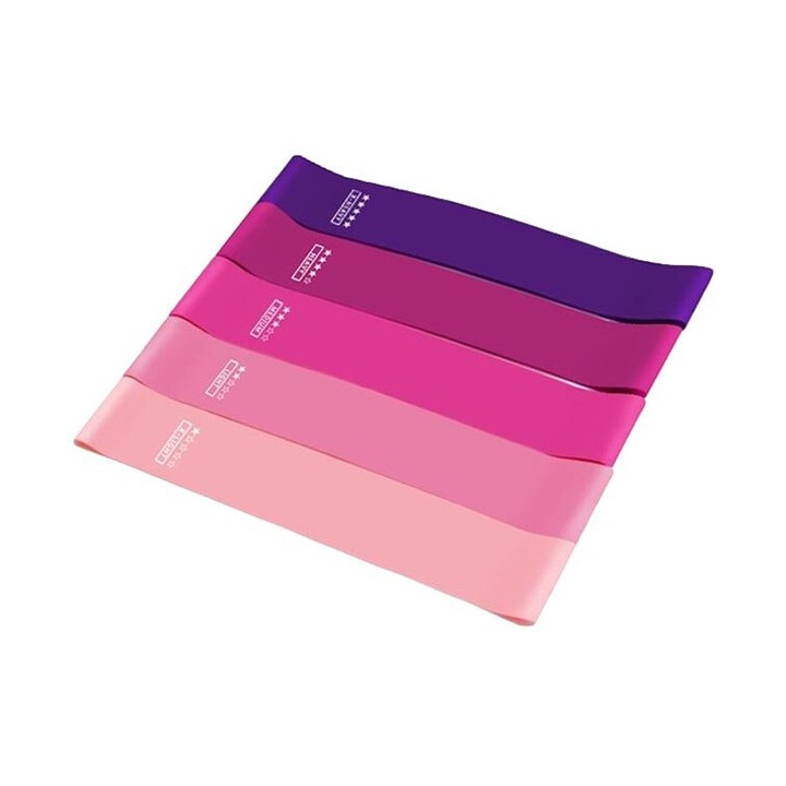 Set 5 mini benzi elastice Ronyes, 5 intensitati, multicolor
