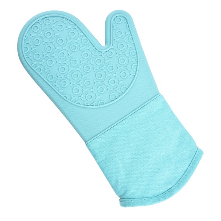 Hőálló szilikon konyhai kesztyű, 34,5x18,8 cm, vízálló, kék