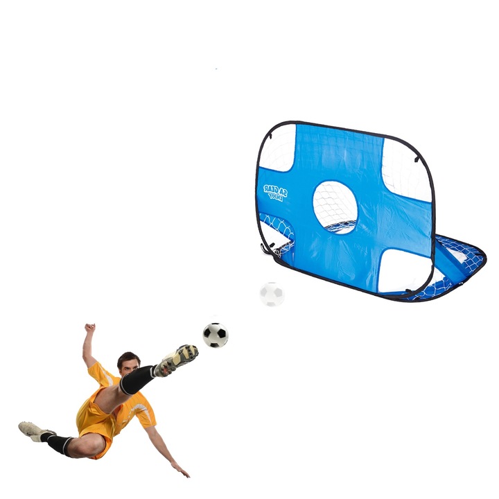 Set 2 in 1 Porti de Fotbal Portabile, 106x80 cm, Usor de Montat, Plasa Rezistenta, Cadru din Otel si Fibra de Sticla, Pentru Copii si Adulti, Sport in Aer Liber – Demine