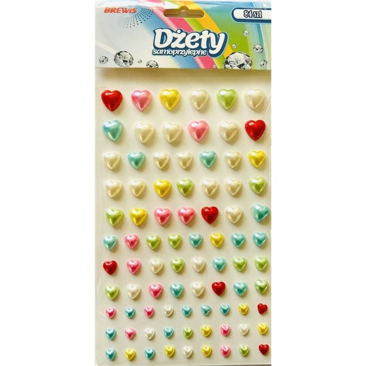 Set 84 bucati inimi perlate autocolante, Brewis
