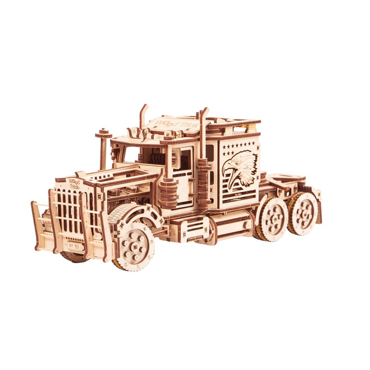 Wood Trick 3D mechanikus puzzle, Teherautó Big Rig, Fa, 485 db-os