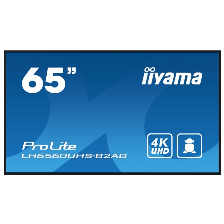 Professzionális képernyő VA LED Iiyama 64,5" LH6560UHS-B2AG, UHD 3840 x 2160, HDMI, hangszórók fekete