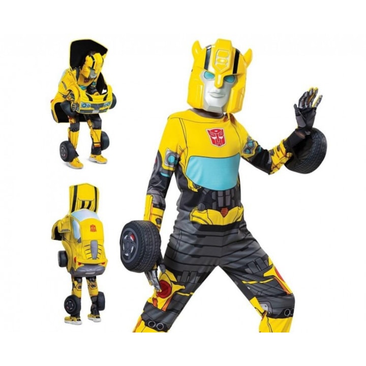 Costum Bumblebee Transformers, Godan, S (4-6 ani), multicolor, include masca si manusi