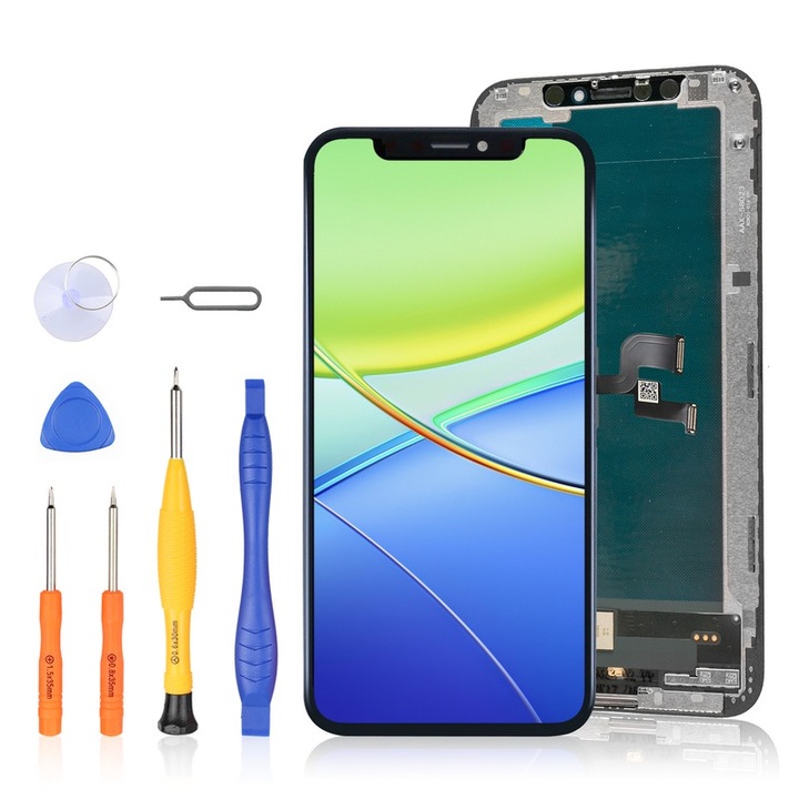 Retina LCD дисплей за iPhone XS, LL TRADER, черен, с инструменти за ремонт