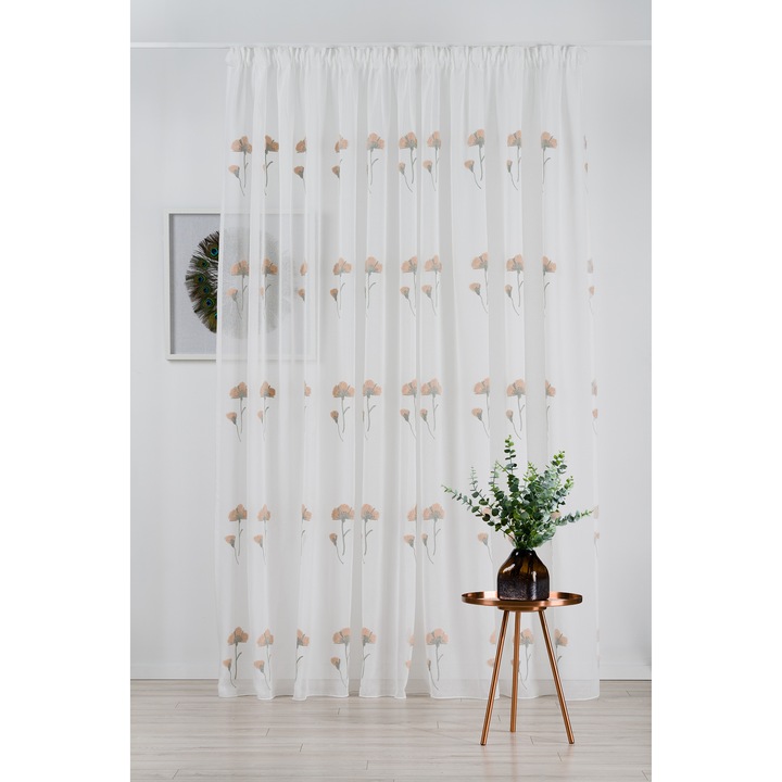 Перде с перделък Mendola Interior Elba, Многофункционално, 140 x 260 см, 100% полиестер, Прасковено-зелен