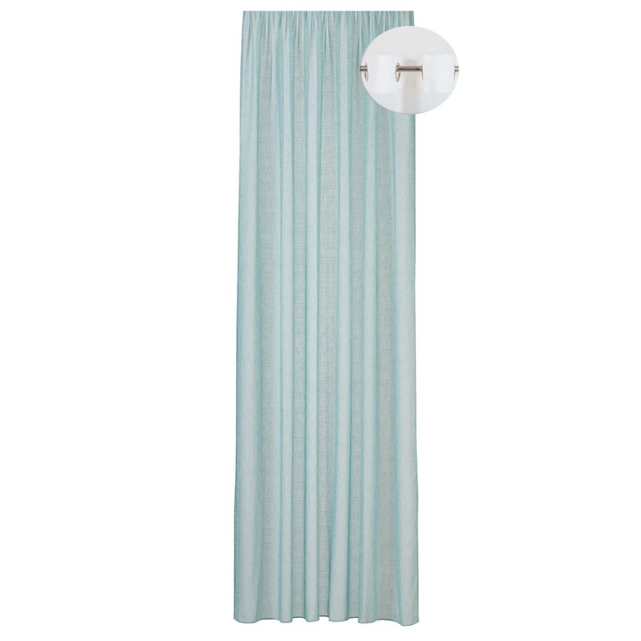 Perdea cu inele Mendola Interior Teatro, 140 x 260 cm, 100% Poliester, menta