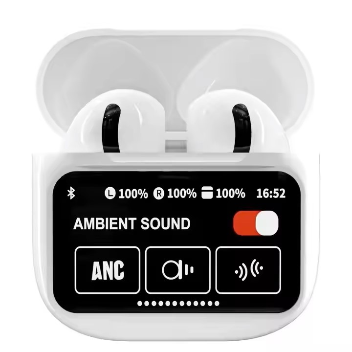 Casti wireless bluetooth, model A11 pro, cu Touch Screen si Anularea Zgomotului Imbunatatita, Audio, Fara fir, In-ear, Bluetooth 5.4, Autonomie 40 ore, Microfon HD, Control tactil/touch, Rezistente la apa, Sport, Universale, Equalizer cu 5 moduri, alb
