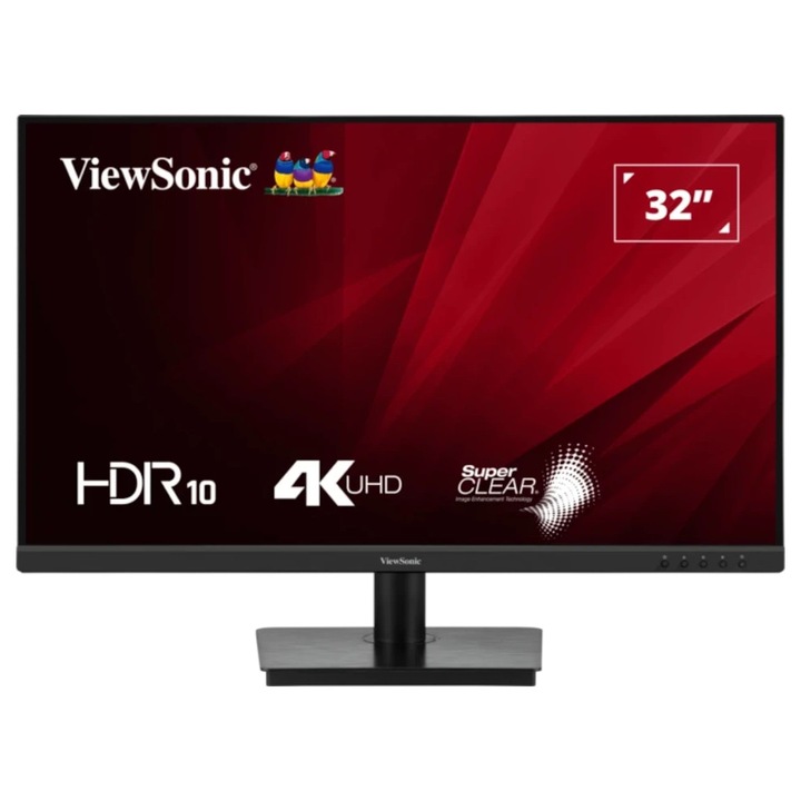 Монитор ViewSonic VA3208-4K-HD, 31.5'', SuperClear VA panel, AG, 16:9, 4K UHD 3840x2160, 300cd/m2, 3000:1, 60Hz, 4ms, sRGB, Flicker-Free, Low Blue Light, 2x HDMI, DP, Audio Out, DC Socket, Tilt, VESA 100, Black VA3208-4K-HD