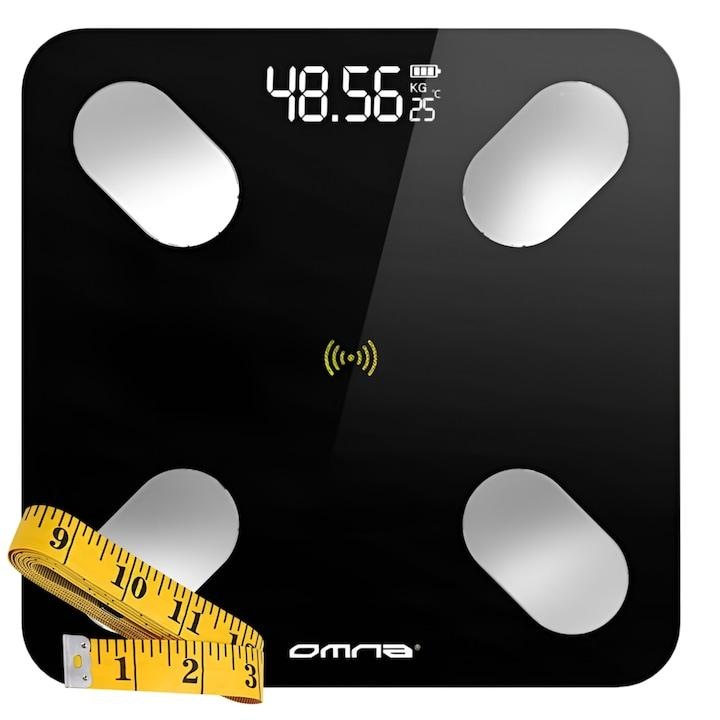Cantar Inteligent, Omna, Smart Balance, Conectivitate Bluetooth, Functie De Pornire Automata, 260x260x21 mm, Negru/Alb