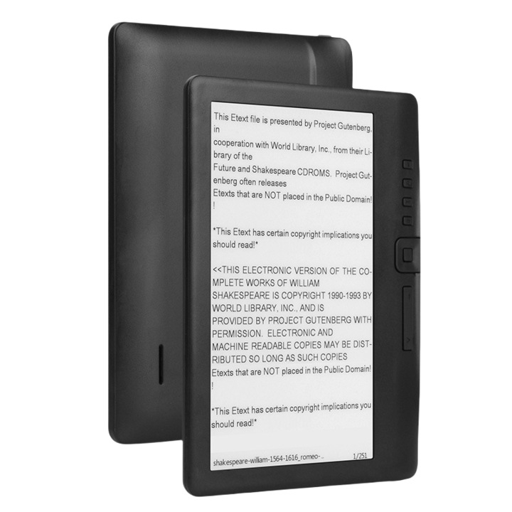 Електронен четец на книги с цветен екран, подарък за обучение, PDF формат, TFT екран, USB2.0 интерфейс, 8 GB голям капацитет, 7 инча, черен