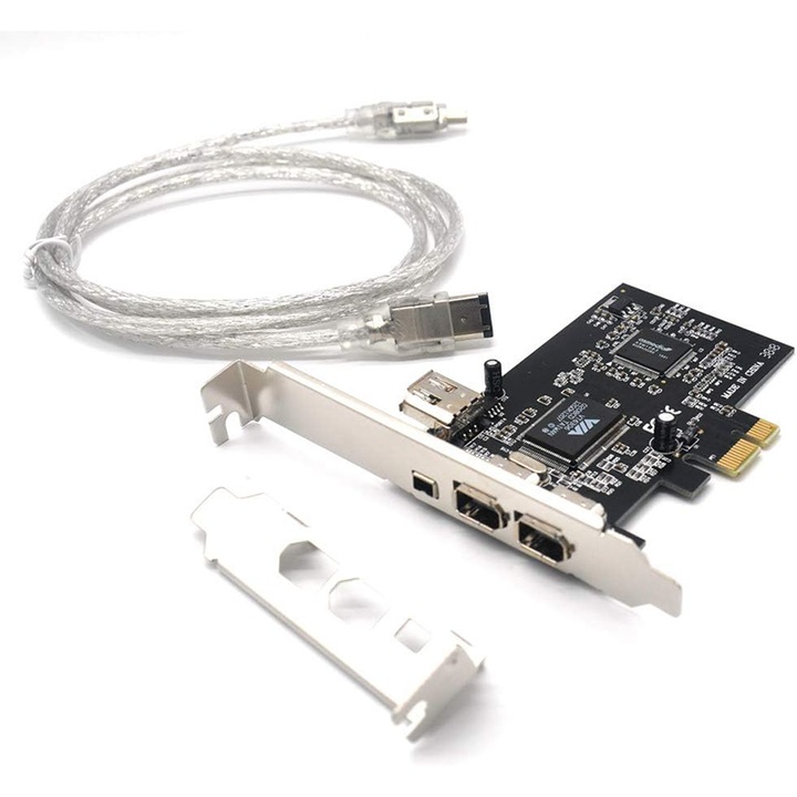Мрежова карта, Rqiurpn, PCI Express 3 порта 1394A Firewire, 2x6 Pin + 1x4 Pin, малък размер