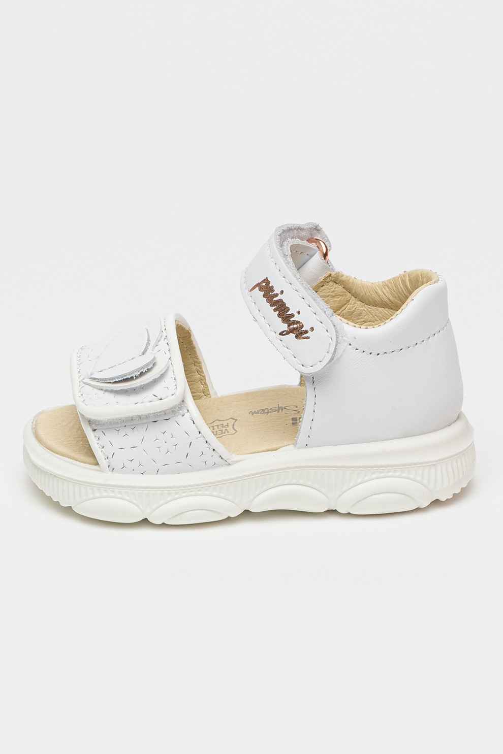 Primigi, Sandale de piele, Alb, Auriu rose, 25 EU