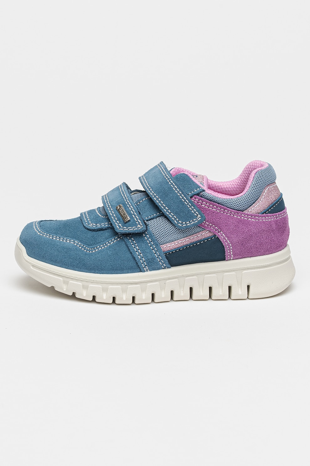 Primigi, Pantofi sport de piele intoarsa cu barete velcro, Violet, Albastru prafuit, 27 EU