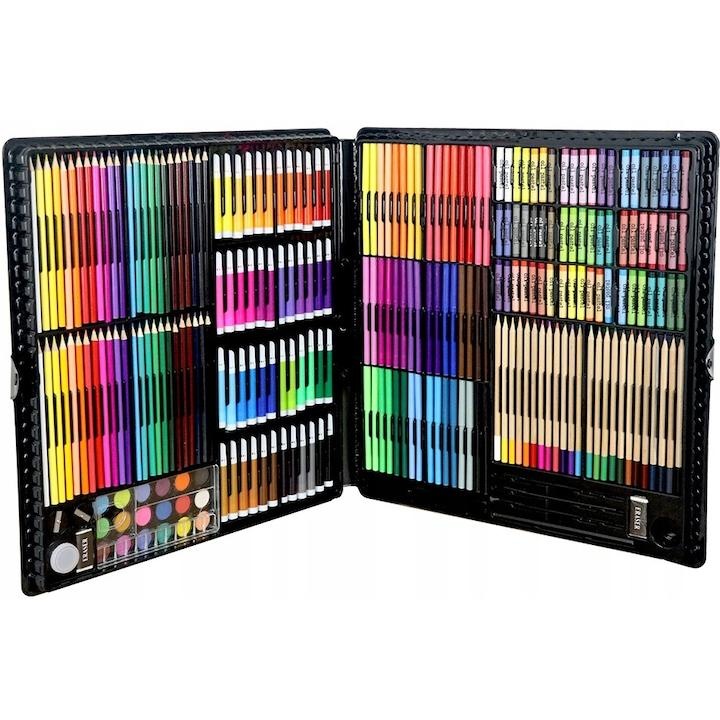 Set de creioane colorate mega art, Mega art, 288 articole, Multicolor, Pentru copii, Dosar blocabil, Markere, Pasteluri, Vopsele, Pensule, Creioane, Radiera, Ascutitoare