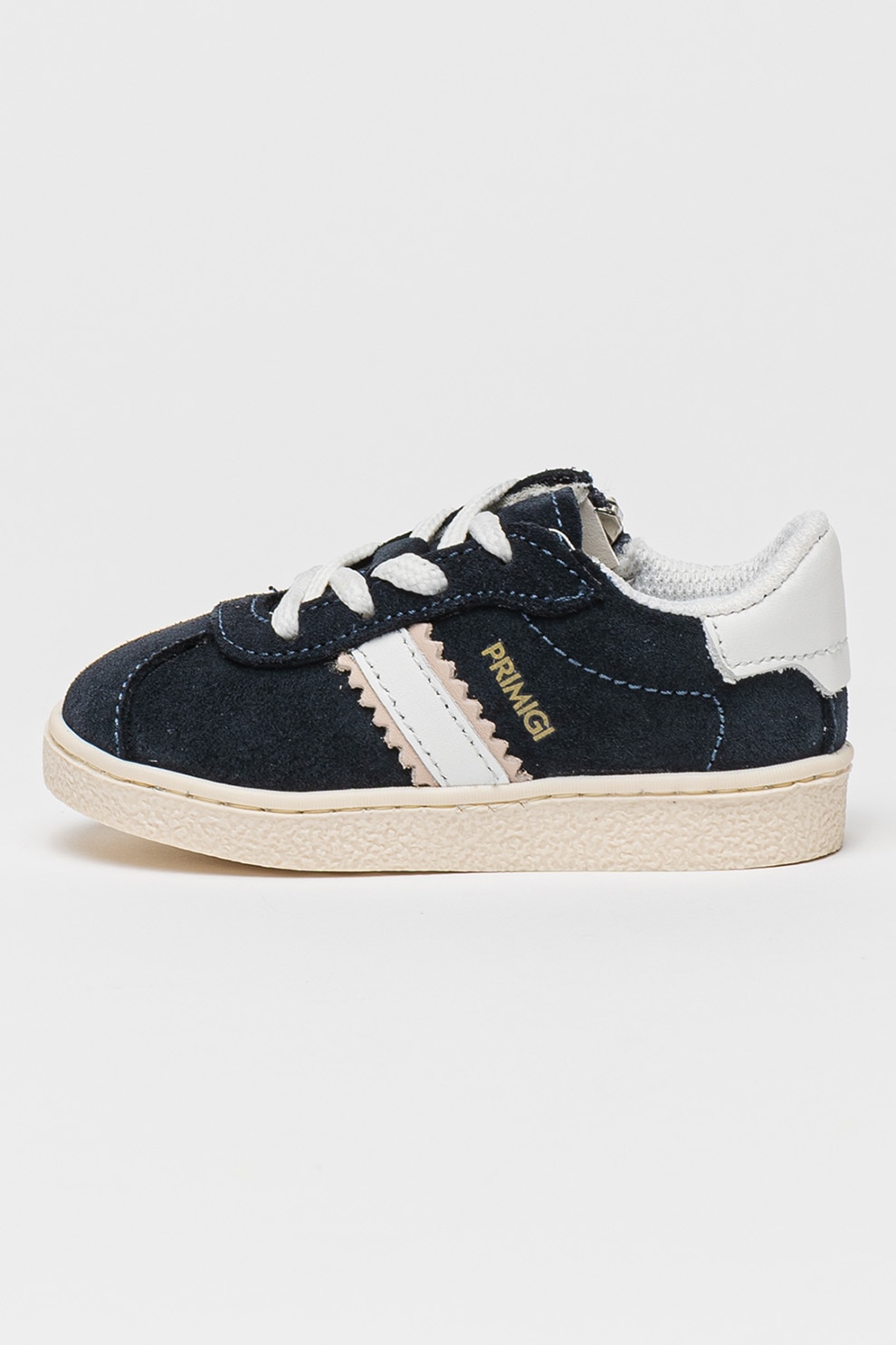 Primigi, Pantofi sport cu talpa wedge si detaliu logo, Alb, Bleumarin, 27 EU