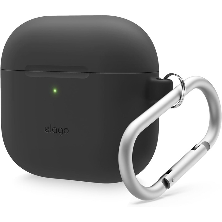 Husa, Elago, compatibila cu Apple AirPods 4, silicon, suspendat, negru