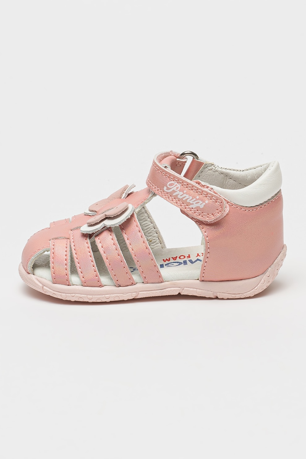 Primigi, Sandale fisherman din piele ecologica, Alb, Roz pastel, 26 EU