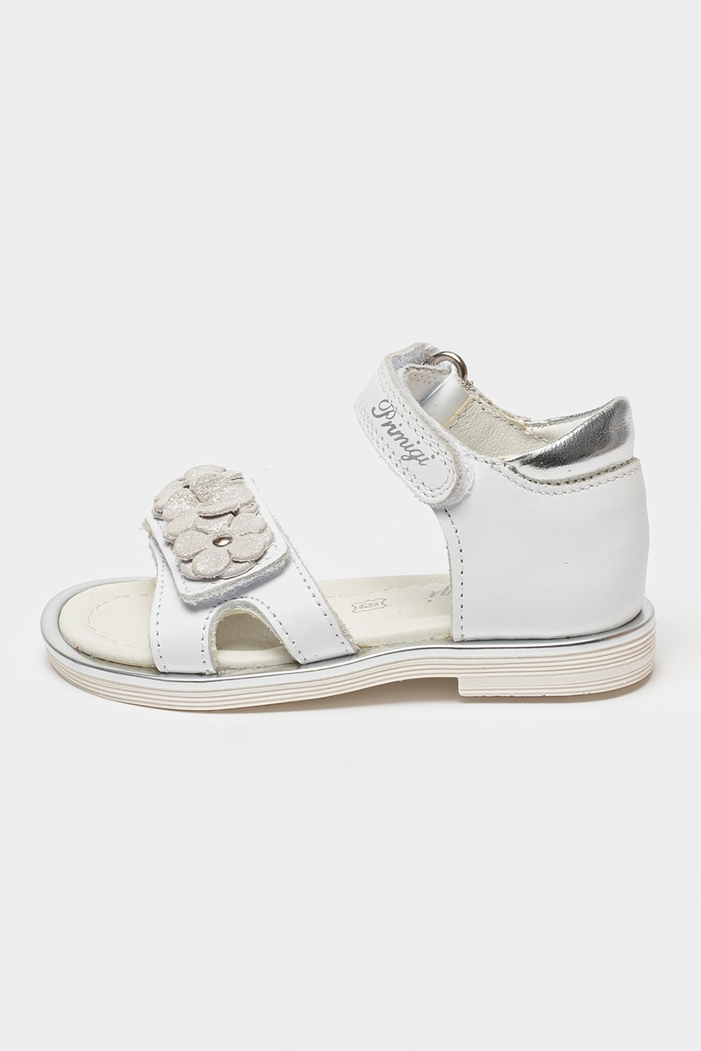 Primigi, Sandale din piele cu velcro, Alb optic, 28 EU