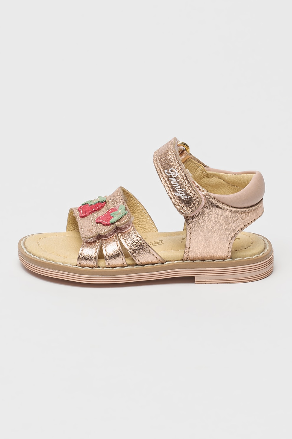 Primigi, Sandale flatform cu logo, Auriu rose, 25 EU