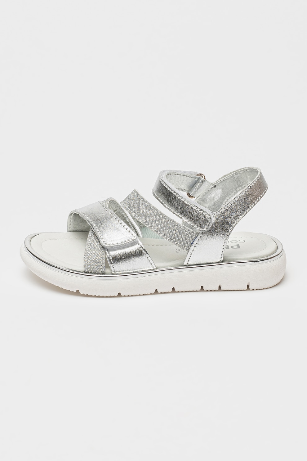 Primigi, Sandale din piele cu velcro, Argintiu, 28 EU