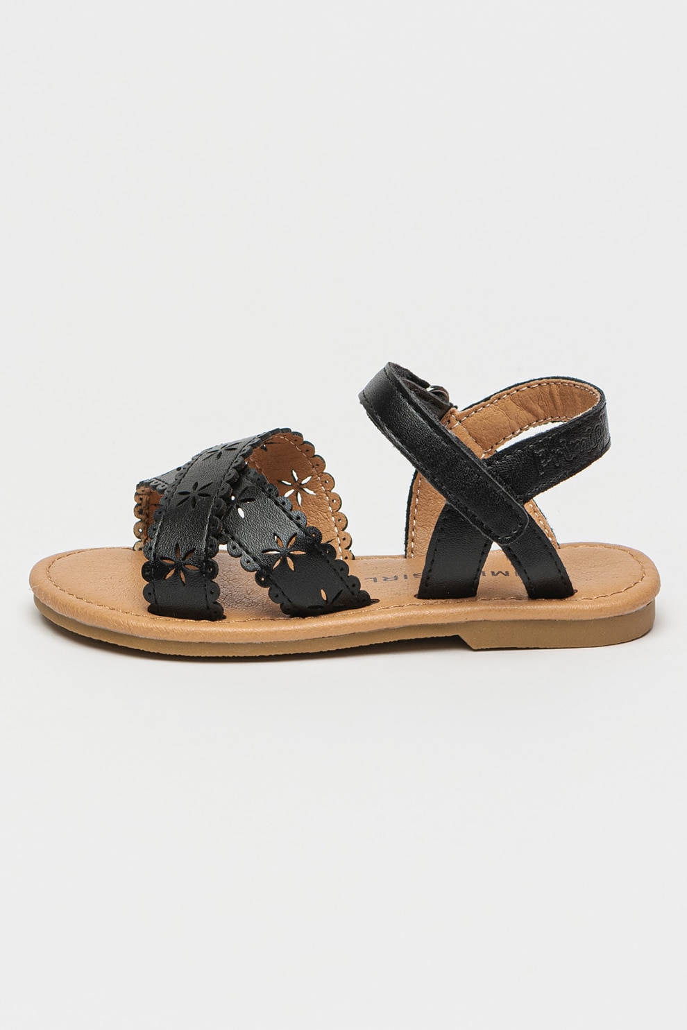 Primigi, Sandale din piele ecologica cu perforatii, Negru, 24 EU