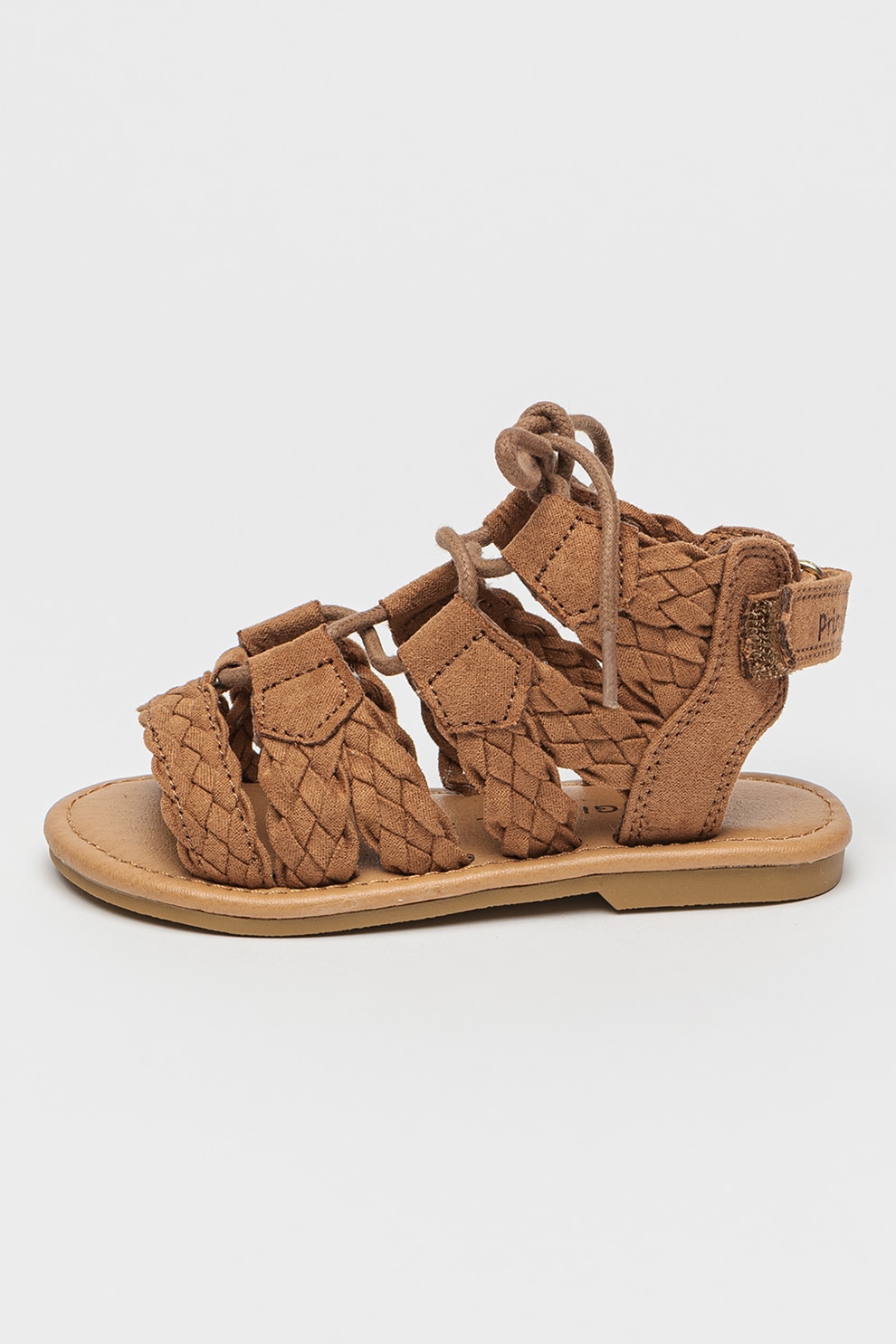 Primigi, Sandale gladiator cu velcro, Maro fango, 24 EU