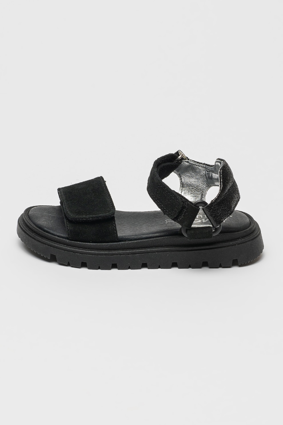 Primigi, Sandale din piele intoarsa cu velcro, Negru stins, 32 EU